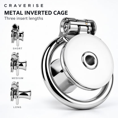 Stainless Steel Inverted Chastity Cage with Removable Insert