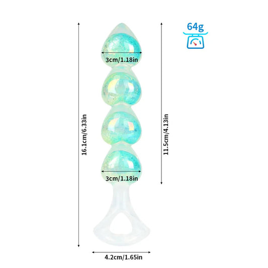 Four Hearts Crystal Butt Plug — Sparkling Anal Jewelry Plug in 3 Colors | Adult Sex Toy