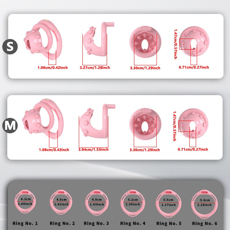 Adjustable Chastity Cage with Removable Silicone Studs | Remote Plug Compatible Locking Device