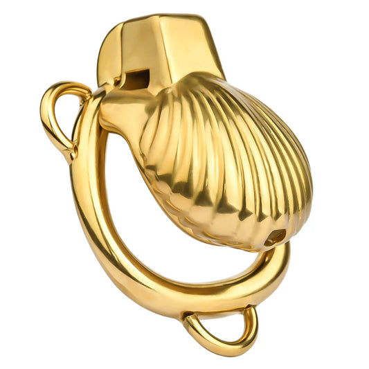 Small Gold Shell-Shaped Chastity Cage – Comfortable & Venus’ Shell Lock