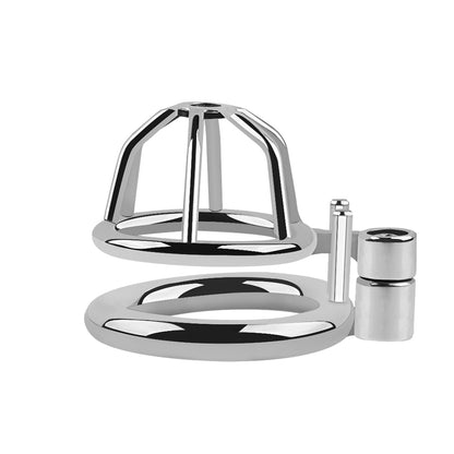 Silent Lock Stainless Steel Chastity Cage with 1-Way Belt and 3 Size Rings- Adult Sex Toy for Bondage
