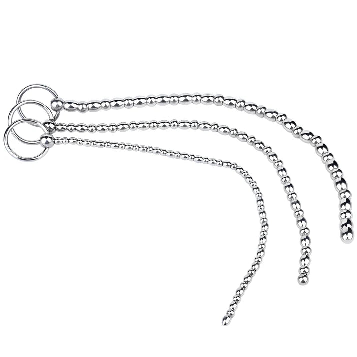 Metal Soft Urethral Sounds Penis Plug with Pull Ring