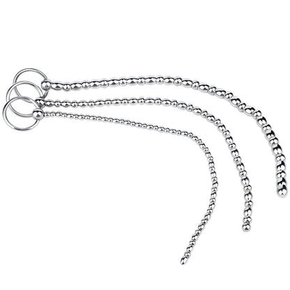 Metal Soft Urethral Sounds Penis Plug with Pull Ring