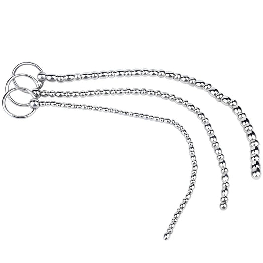 Metal Soft Urethral Sounds Penis Plug with Pull Ring