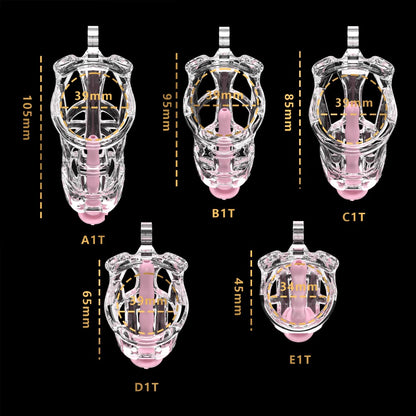 3D Printed Male Chastity Cage with Lock & 5 Rings – Resin Virginity Device with Strap for Men