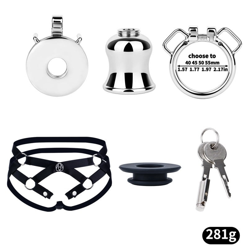 Stainless Steel Inverted Chastity Cage with Removable Insert