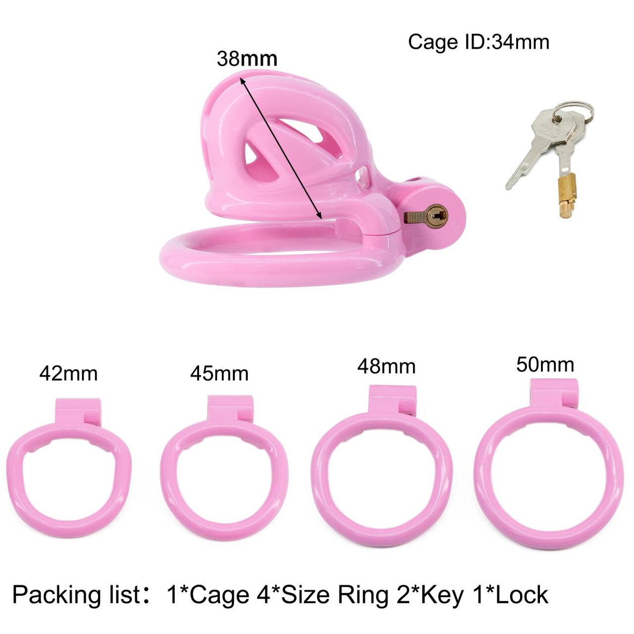 Mini Cobra N Male Chastity Cage with Lock & 4 Rings – Resin Virginity Device for Men