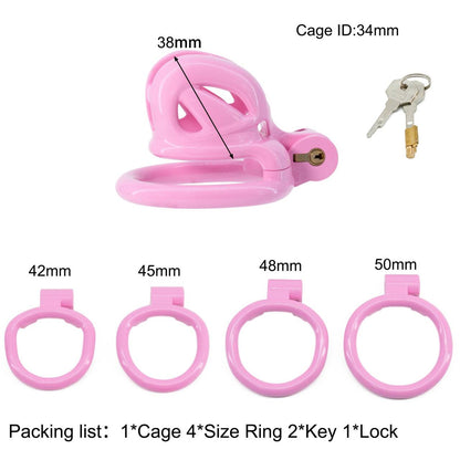 Mini Cobra N Male Chastity Cage with Lock & 4 Rings – Resin Virginity Device for Men