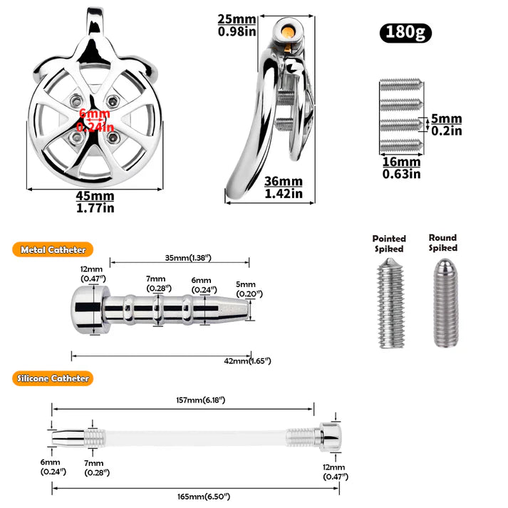 Stainless Steel Cock Torture Device with Removable Spikes | Adjustable Spiked Chastity Cage