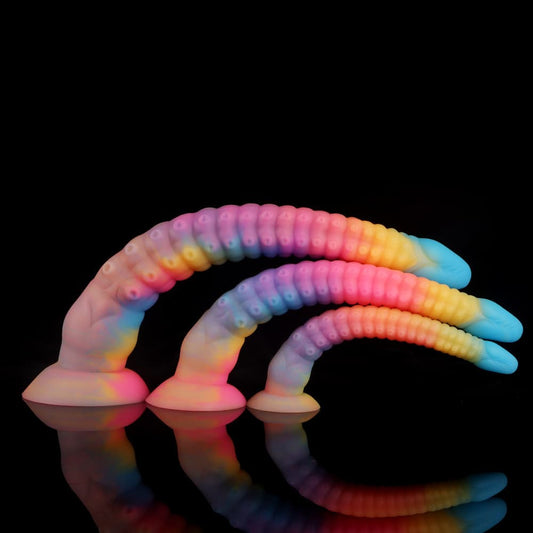 Octopus Tentacle Dildo – Eel-Inspired Fantasy Dildo in Blue Yellow Purple Gradient, Body-Safe Silicone