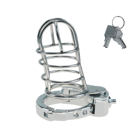 Large Metal Breathable Chastity Cage with Built-In Lock – Adjustable & Durable