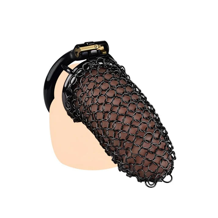 Black Soft Metal Mesh Chastity Cage | Flexible 304 Stainless Steel