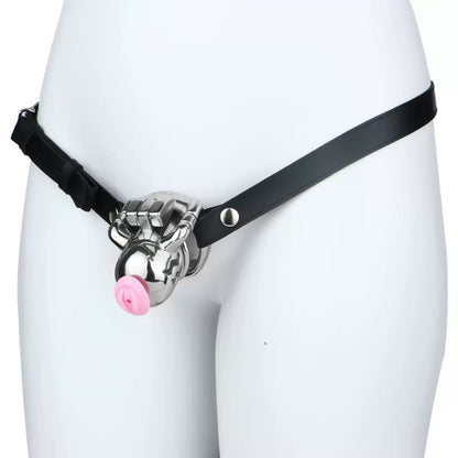 Stainless Steel Chastity Cage with Anti-Slip Ring and Silicone Catheter – Secure, Durable & Comfortable Fit