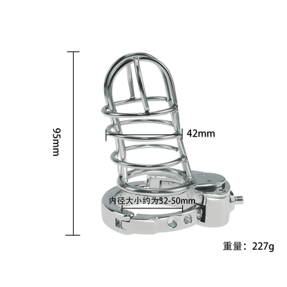 Large Metal Breathable Chastity Cage with Built-In Lock – Adjustable & Durable