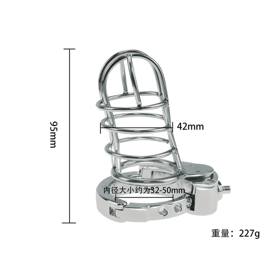 Large Metal Breathable Chastity Cage with Built-In Lock – Adjustable & Durable