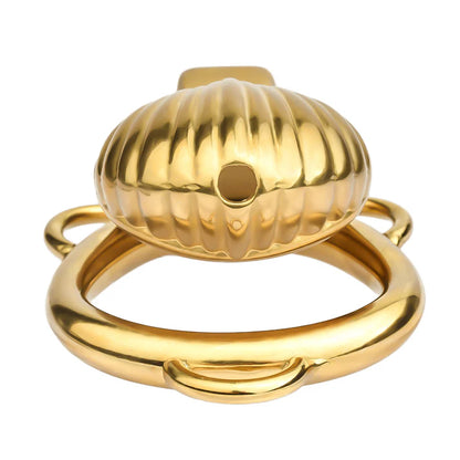 Small Gold Shell-Shaped Chastity Cage – Comfortable & Venus’ Shell Lock