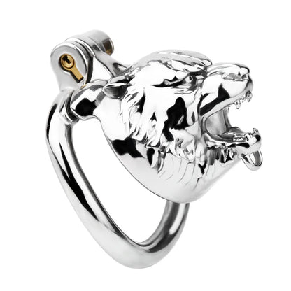 Metal Beast Tiger & Bull Chastity Cage with Bell