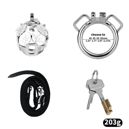 Solar Serpent Stainless Steel Chastity Cage – Coiled Snake Design