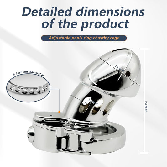 Metal Cock Design Adjustable Chastity Cage – Ring Sizes 32mm to 50mm