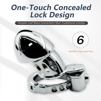 Metal Cock Design Adjustable Chastity Cage – Ring Sizes 32mm to 50mm