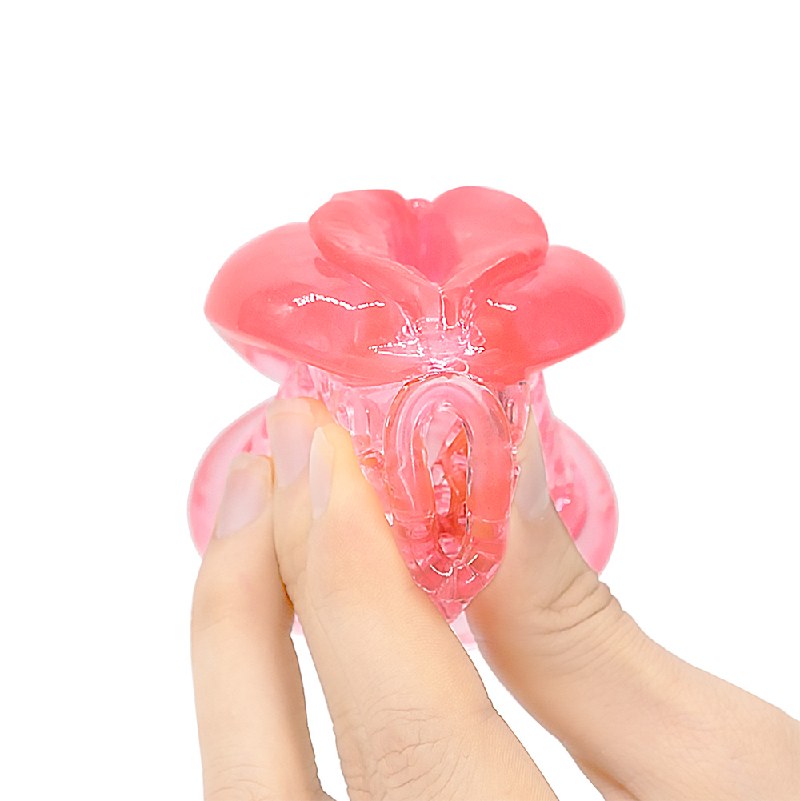 Jaula de castidad de silicona suave – Diseño inspirado en el clítoris | Anillos semitransparentes y flexibles 