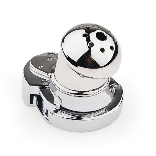 Mushroom Head Metal Chastity Cage – Fully Enclosed with Internal Lock & Adjustable Ring
