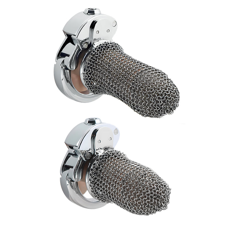 Lightweight Breathable Mesh Male Chastity Cage with One-Touch Closure and Adjustable Carabiner Lock