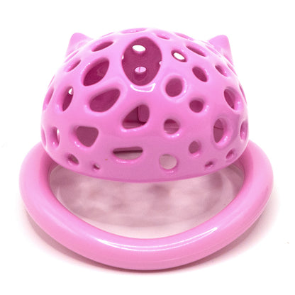 Cat-Shaped Resin Chastity Cage – Lightweight (75g), Breathable, 4 Ring Sizes, Pink or Black