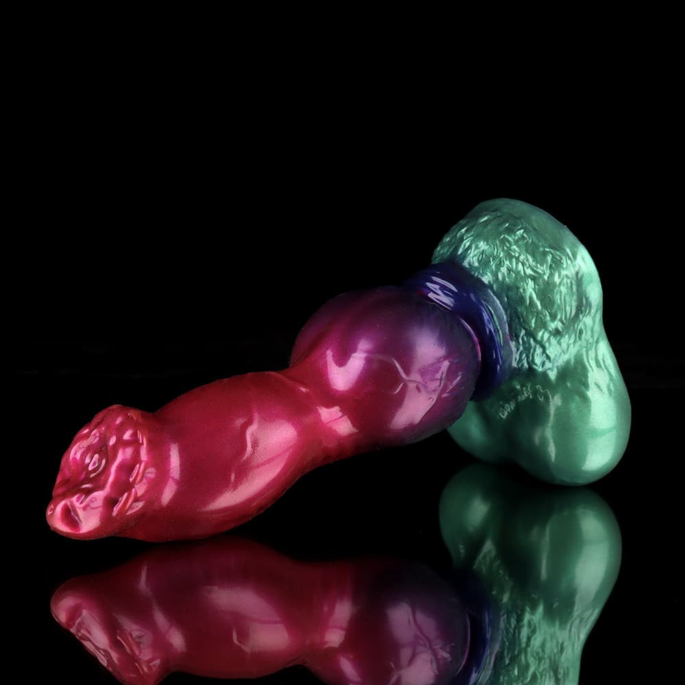 Dildo de fantasía con degradado morado y verde de Gun Dog - Dildo anudado
