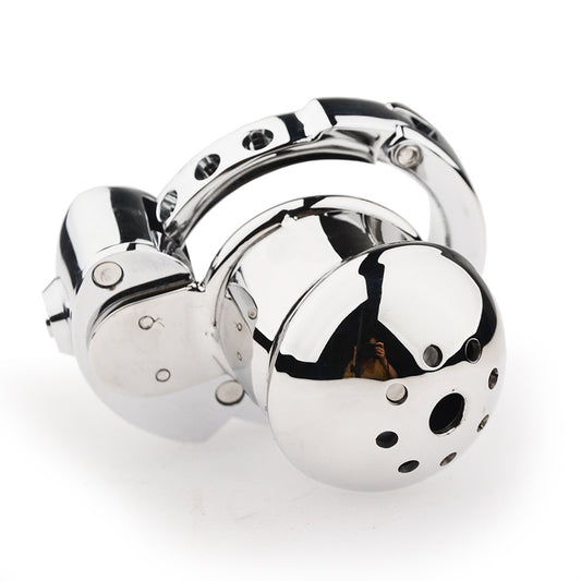 Mushroom Head Metal Chastity Cage – Fully Enclosed with Internal Lock & Adjustable Ring