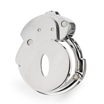 Keuschheitskäfig mit integriertem Flachschloss – Einstellbare Passform (32 mm–50 mm) 