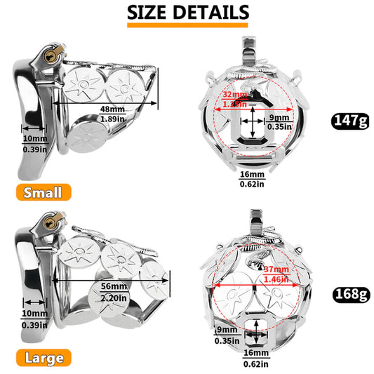 Solar Serpent Stainless Steel Chastity Cage – Coiled Snake Design