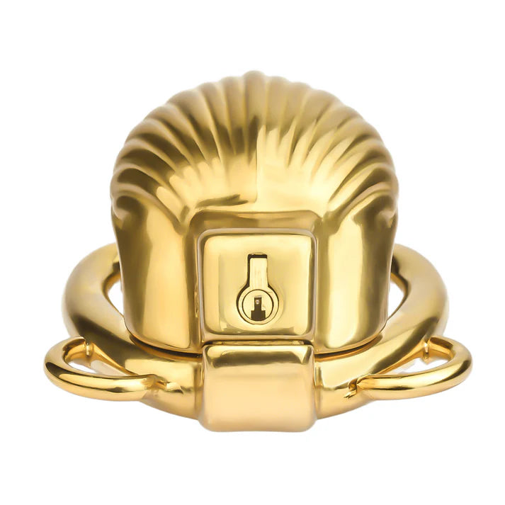 Small Gold Shell-Shaped Chastity Cage – Comfortable & Venus’ Shell Lock