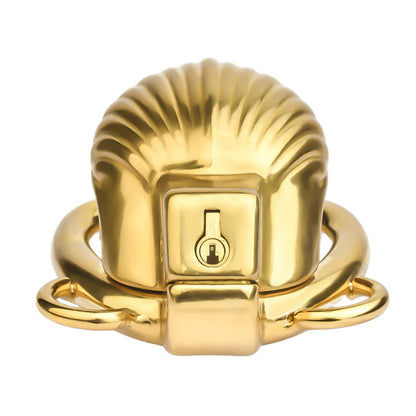 Small Gold Shell-Shaped Chastity Cage – Comfortable & Venus’ Shell Lock