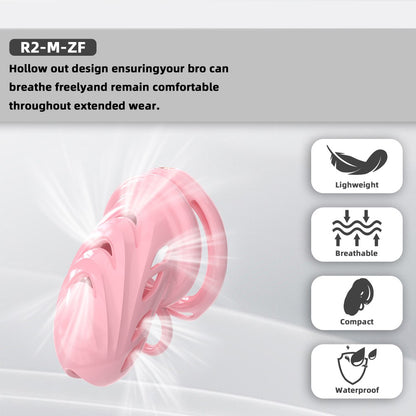 Male Chastity Cage with Soft Internal Stimulators – Breathable Waterproof Adjustable Device with 6 Ring Sizes & Discreet Lock (S/M)