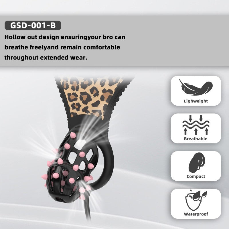 Spiked Chastity Cage Harness Set with Remote Vibrating Anal Plug