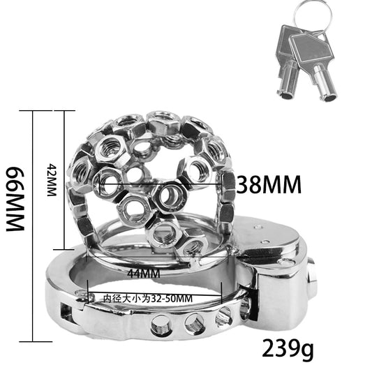 🔩 Nut-Lock Style Male Chastity Cage – Built-in Lock, Heavy Duty, Optional M6 Torment Upgrade