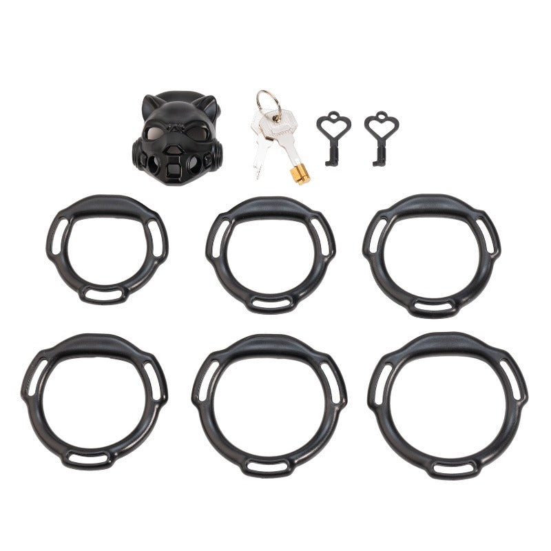 Mecha Leopard Resin Chastity Cage | 4- or 6-Ring Set