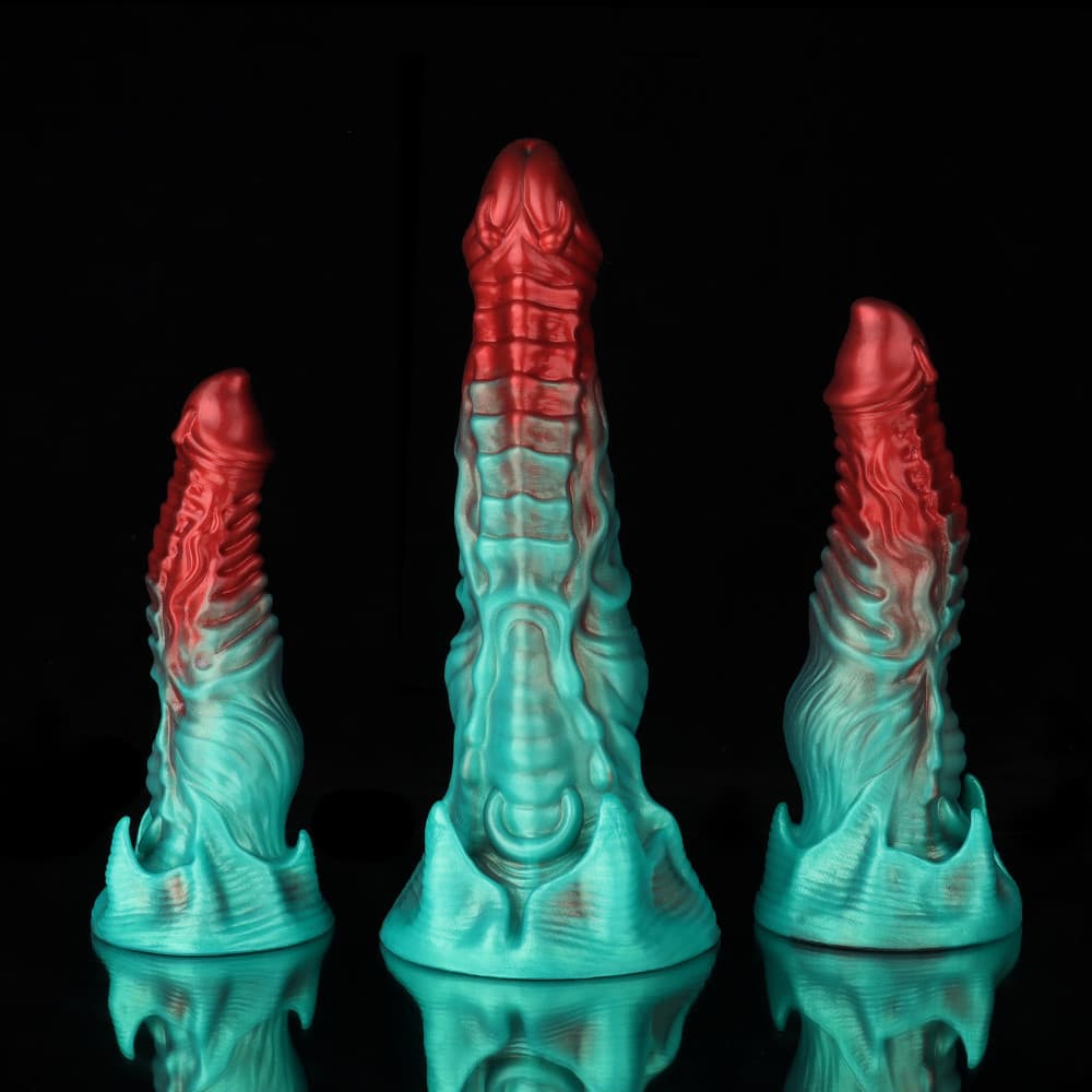 Consolador de fantasía fantasmal rojo carmesí verde