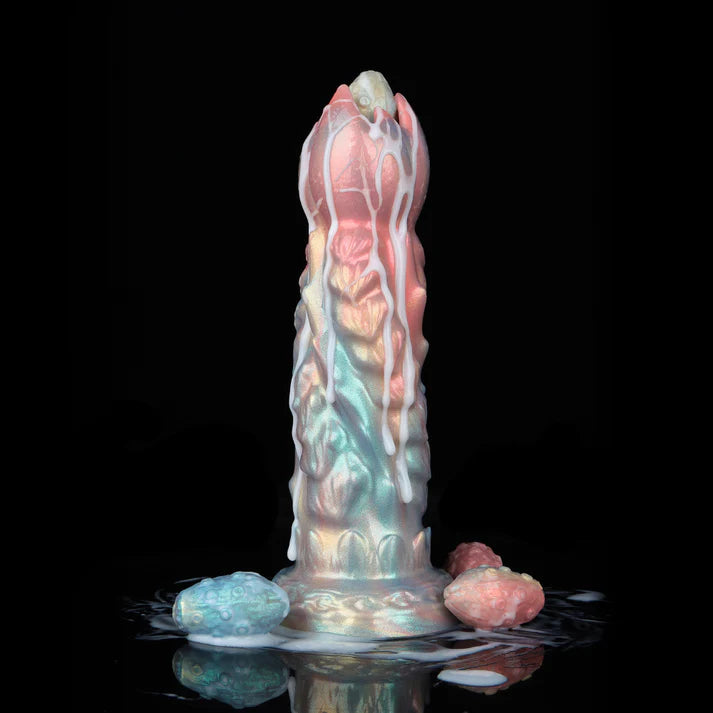 Edwiin Colorful Inflatable Ovipositor Dildo with 4 Eggs – Silicone Fantasy Egg Laying Toy