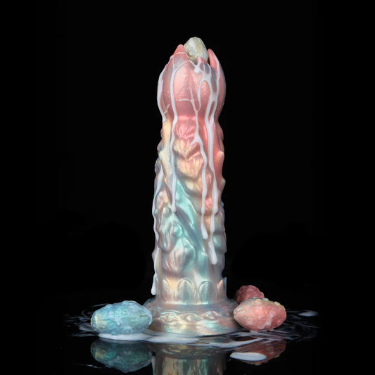 Edwiin Colorful Inflatable Ovipositor Dildo with 4 Eggs – Silicone Fantasy Egg Laying Toy
