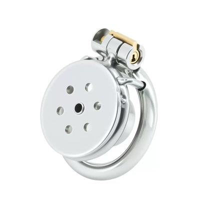 Stainless Steel Flat Plate Chastity Lock – Secure, Breathable & Polished Metal Cage for Men