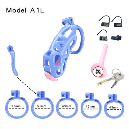 3D Printed Male Chastity Cage with Lock & 5 Rings – Resin Virginity Device for Men