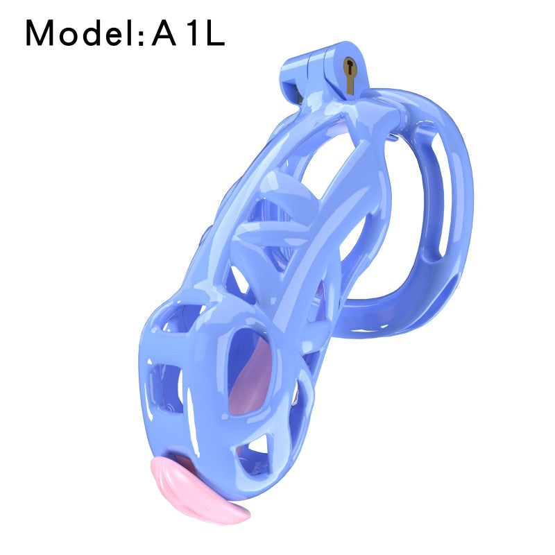 Blue Viper Chastity Cage – 5 Sizes, Wearable Base Ring, Sleek Snake Design