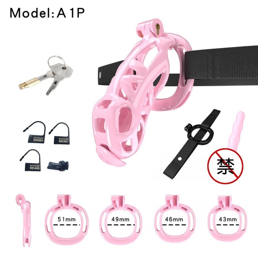 Pink Viper Chastity Cage – 5 Sizes Available, Wearable Base Ring Design