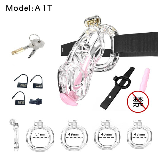 Transparent Viper Chastity Cage – 5 Sizes, Wearable Ring Design, Sleek Fit