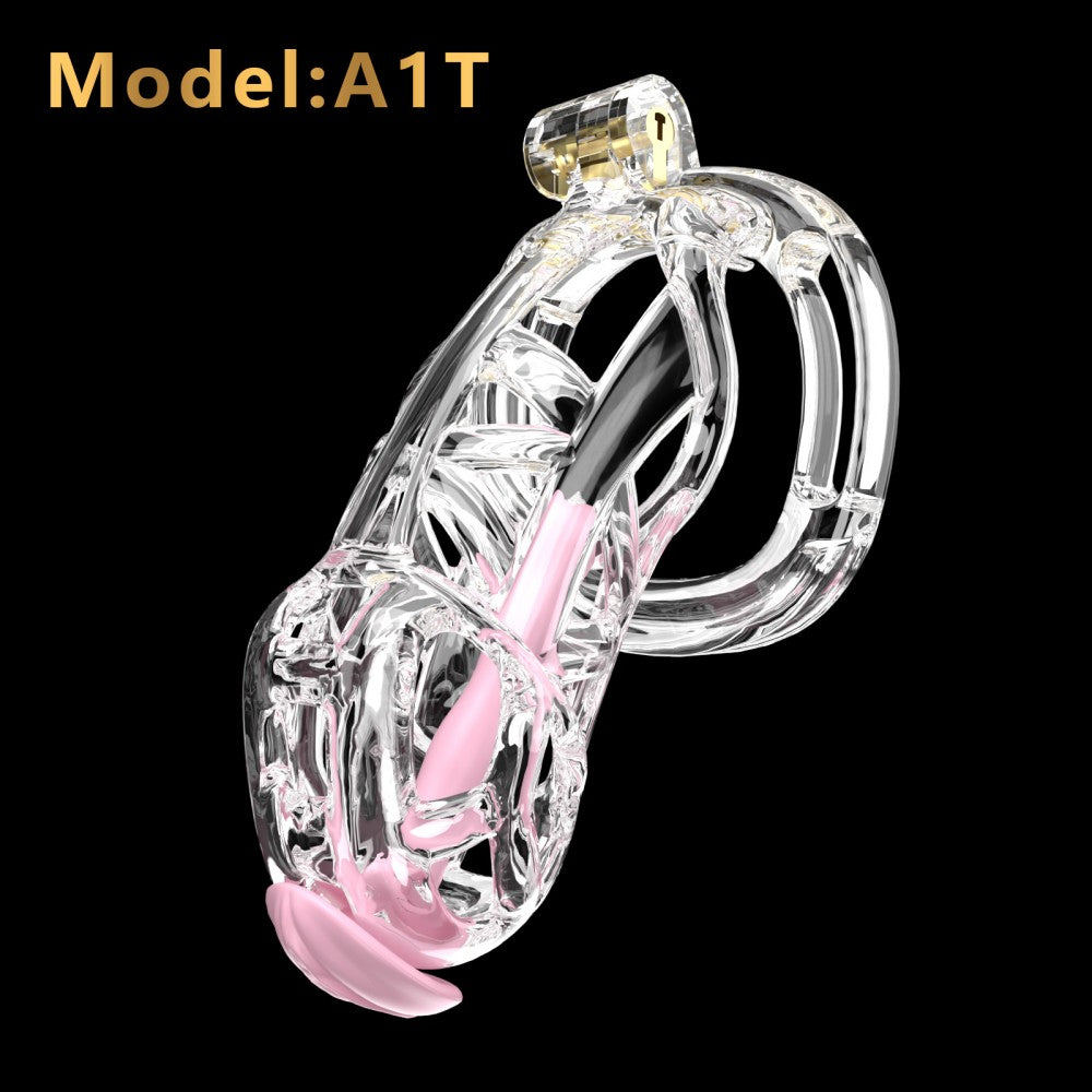 3D Printed Male Chastity Cage with Lock & 5 Rings – Resin Virginity Device with Strap for Men