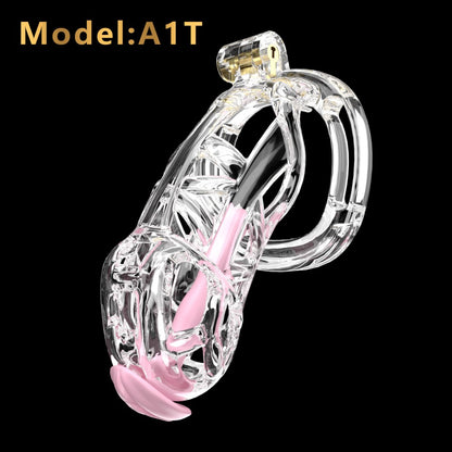 3D Printed Male Chastity Cage with Lock & 5 Rings – Resin Virginity Device with Strap for Men