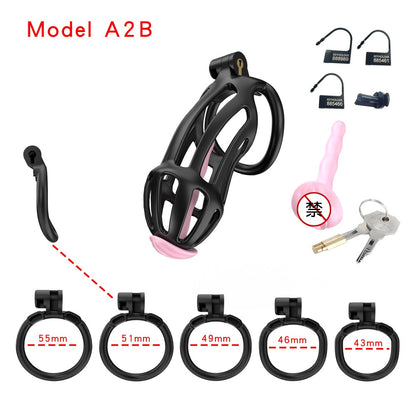 3D Printed Male Chastity Cage – Lightweight Penis Lock with 5 Rings for Erection Control & Bondage Fun
