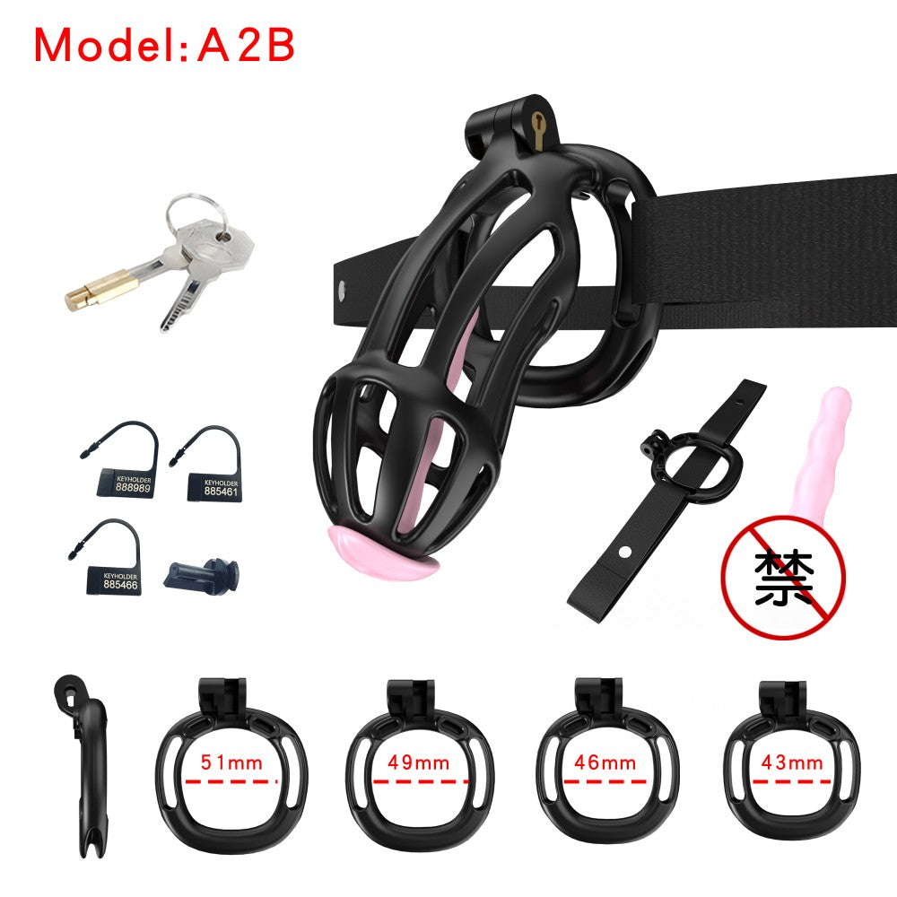 3D Printed Male Chastity Cage – Resin Lock with Strap & Perforated Ring Design for Men